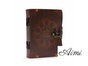 Kožený Zápisník " Lotos Mandala" s Okrajom (12.5cmX17.5cm) (Varianta Kožený Zápisník " Lotos Mandala" s Okrajom  (12.5cmX17.5cm))
