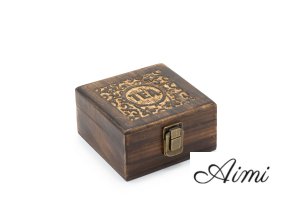 Vyrezávaná Mangová Krabička na Čaj - (4 priehradky)- 15x15x8cm
