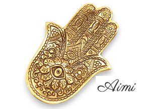 Zlatý Hliníkový Stojan na Vonné Tyčinky Hamsa 13x5,5 cm (Varianta Zlatý Hliníkový Stojan na Vonné Tyčinky Hamsa 13x5,5 cm)
