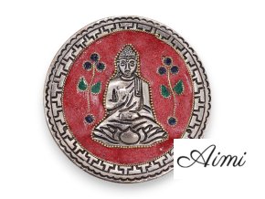 Stojan na Vonné Tyčinky Budha Červený Dekor 10cm