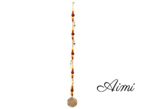 Indická Zvonkohra - Mosadzný Kvet Života s Korálkovým Zvončekom Rudraksha - 6 x 63 cm