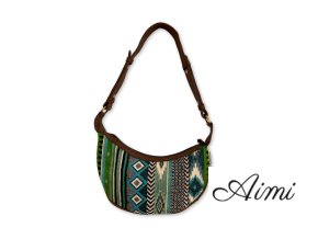 Žakárová Hobo Taška - Zelená (hnedý remienok)