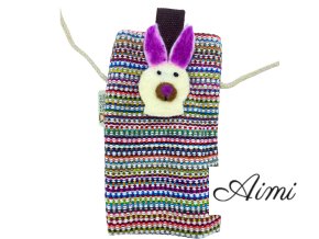 Taška na Telefón Ružové Pásiky - Dekor Zajac