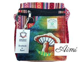 Spoločenská Taška s Hríbovou Výšivkou z Konope - Oranžové Huby