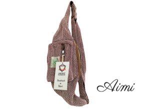 Bavlnená Taška na Opasok v Štýle Konope - Vínová