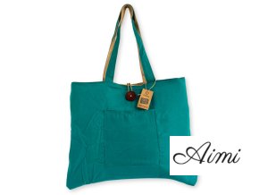 Wendbare große Tasche aus Jute und Baumwolle - Blaugrün (7717C)