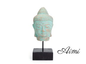Stillness Buddhakopf auf Ständer - Grünes Kupfer