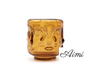 Buddha Faces Kerzenglas - Antikes Bernstein