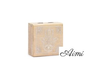 Kleine quadratische Box 10x10x4,2cm - Hamsa Whitewash