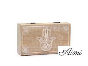 Stredná Štvorcová Krabička 17x10x4.2cm - Hamsa Biela Vymývaná