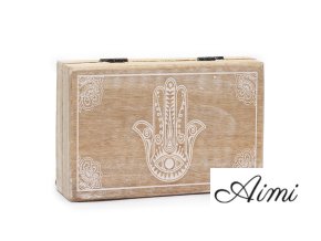 Veľká Obdĺžniková Krabička 21.5x14x6.3cm - Hamsa Biela Vymývaná