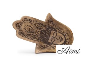 Dlhá Tácka 30x20.5x2.5cm - Tvar Hamsa s Čiernym Gravírovaním Budhu