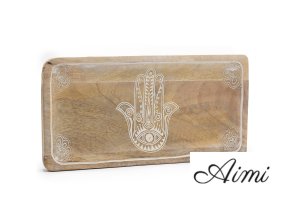Dlhá Tácka 30x15x2.5cm - Hamsa Biela Vymývaná