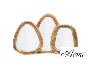 Set mit 3 kieselsteinförmigen Spiegeln – dunkelbraunes Finish