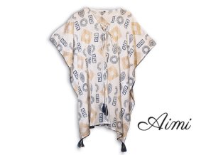 Nomád Sari - Kaftan - Zlatý a Modrý Grécky Motív - Ručne Maľovaný (Varianta Kaftan - Zlatý a Modrý Grécky Motív)