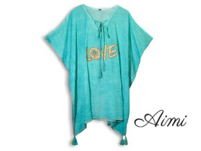 Nomád Sari - Kaftan - Tyrkysový & Zlatý - Design Lásky (Varianta Kaftan - Tyrkysový & Zlatý)