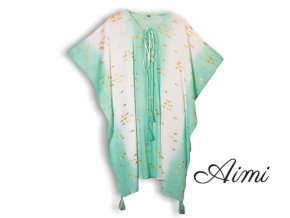 Nomád Sari - Kaftan - Biely & Tyrkysový - Design Zlaté Ryby (Varianta Kaftan - Biely & Tyrkysový)