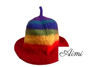 Gefilzter Saunahut - Regenbogen