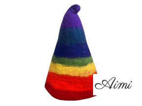 Gefilzter Sauna-Zaubererhut - Regenbogen