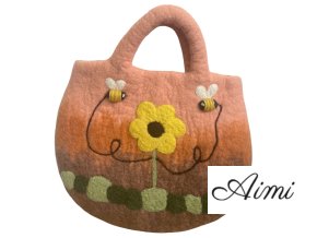 Plstená Taška so Slnečnicami a Včielkami - 35x27cm