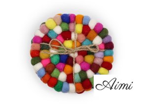 Runde Untersetzer mit Filzkugeln – 10 cm, mehrfarbig (4er-Set)