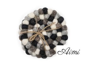 Runde Untersetzer mit Filzkugeln – 10 cm, mehrfarbig, grau (4er-Set)
