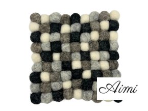 Quadratische Untersetzer mit Filzkugeln – 10 cm, mehrfarbig, grau (4er-Set)