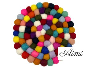 Okrúhle Podložky pod Poháre z Plstených Guľôčok - 20cm Viacfarebné