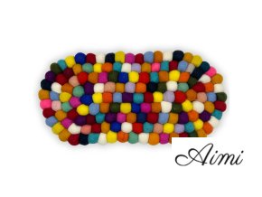 Ovale Mittelmatte mit Filzkugeln, 38 x 18 cm, mehrfarbig