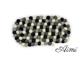Ovale Filzkugel-Mittelmatte – 38 x 18 cm, mehrfarbig, Grau