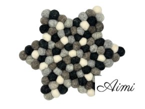 Filzkugel-Stern-Mittelmatte – 27x27x2 cm, mehrfarbig, Grau