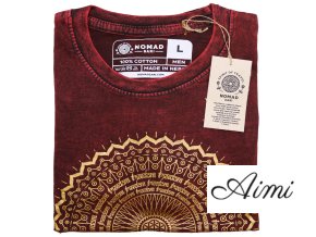 Stone Wash Tričko (L) - Mandala - Gaštanovo Hnedé (Varianta Mandala - Gaštanovo Hnedé)