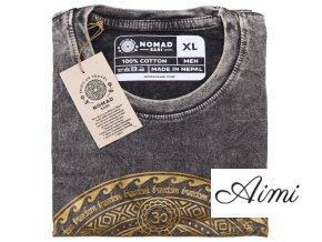 Stone Wash Tričko (XL) - Čakra - Tmavo Šedé (Varianta Čakra - Tmavo Šedé)