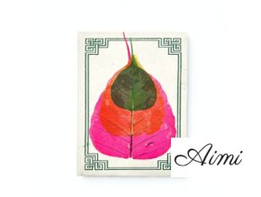 Stredný Zápisník z Lokta Papiera s Listom Bodhi (15 × 12 cm) – 45 listov (mix variantov) (Varianta Stredný Zápisník z Lokta Papiera s Listom Bodhi (15 × 12 cm) – 45 listov (mix variantov))
