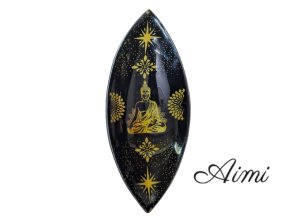 Smaltovaná Miska na Vonné Tyčinky - Hliníková - Zlatý a Čierny Budha (Varianta Hliníková - Zlatý a Čierny Budha)