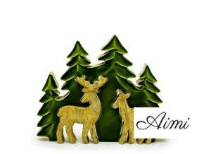 Stratený v Lese - Drevená 3D Dekorácia Dva Jelene v Lese - 18x23cm (Varianta Drevená 3D Dekorácia Dva Jelene v Lese - 18x23cm)
