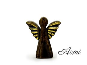 Malý Anjel z Mangového Dreva - Zlatý Dekor - 12cm (Varianta Zlatý Dekor - 12cm)