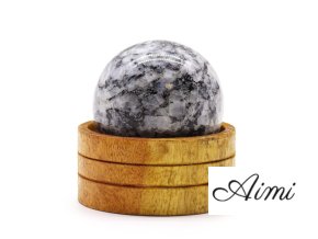 Krištáľová Guľa z Drahokamu 50mm - Indický Mesačný Kameň so Stojanom