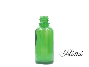 15ml Zelená Sklenená Fľaška - Bez Uzáveru