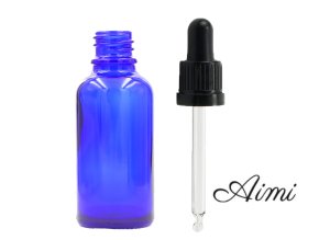 50ml Modrá Sklenená Fľaška s Kvapkadlom s Čiernou T/E Pipetou (Varianta 50ml Modrá Sklenená Fľaška s Kvapkadlom s Čiernou T/E Pipetou)