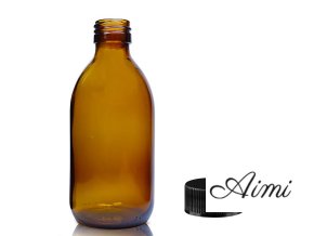 250 ml Liekovka z Dymovo-Sivého Skla s Čiernym Plastovým Uzáverom (Varianta 250 ml Liekovka z Dymovo-Sivého Skla s Čiernym Plastovým Uzáverom)