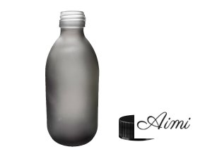 300ml Liekovka z Dymovo-Sivého Skla s Čiernym Plastovým Uzáverom (Varianta 300ml Liekovka z Dymovo-Sivého Skla s Čiernym Plastovým Uzáverom)