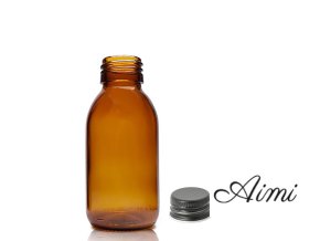 100ml Fľaška z Jantárového Skla s Hliníkovým Čiernym Uzáverom (Varianta 100ml Fľaška z Jantárového Skla s Hliníkovým Čiernym Uzáverom)