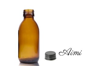 150ml Fľaška z Jantárového Skla s Hliníkovým Čiernym Uzáverom (Varianta 150ml Fľaška z Jantárového Skla s Hliníkovým Čiernym Uzáverom)