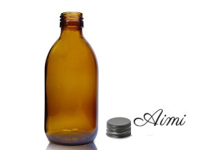250ml Fľaška z Jantárového Skla s Hliníkovým Čiernym Uzáverom (Varianta 250ml Fľaška z Jantárového Skla s Hliníkovým Čiernym Uzáverom)