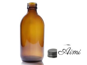 300ml Fľaška z Jantárového Skla s Hliníkovým Čiernym Uzáverom (Varianta 300ml Fľaška z Jantárového Skla s Hliníkovým Čiernym Uzáverom)