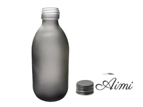 300ml Lieková Fľaška z Dymového Sivého Skla s Hliníkovým Čiernym Uzáverom (Varianta 300ml Lieková Fľaška z Dymového Sivého Skla s Hliníkovým Čiernym Uzáverom)