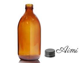 500ml Fľaška z Jantárového Skla s Hliníkovým Čiernym Uzáverom (Varianta 500ml Fľaška z Jantárového Skla s Hliníkovým Čiernym Uzáverom)