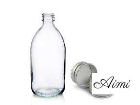 300ml Lieková Fľaška z Číreho Skla s Hliníkovým Uzáverom (Varianta 300ml Lieková Fľaška z Číreho Skla s Hliníkovým Uzáverom)