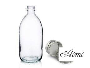 500ml Lieková Fľaška z Číreho Skla s Hliníkovým Uzáverom (Varianta 500ml Lieková Fľaška z Číreho Skla s Hliníkovým Uzáverom)